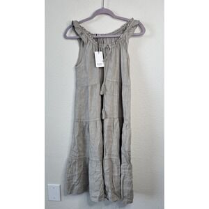 ROSEMARINE 100% Linen Midi Dress Sz M Made In Italy Tiered Cottagecore Peasant